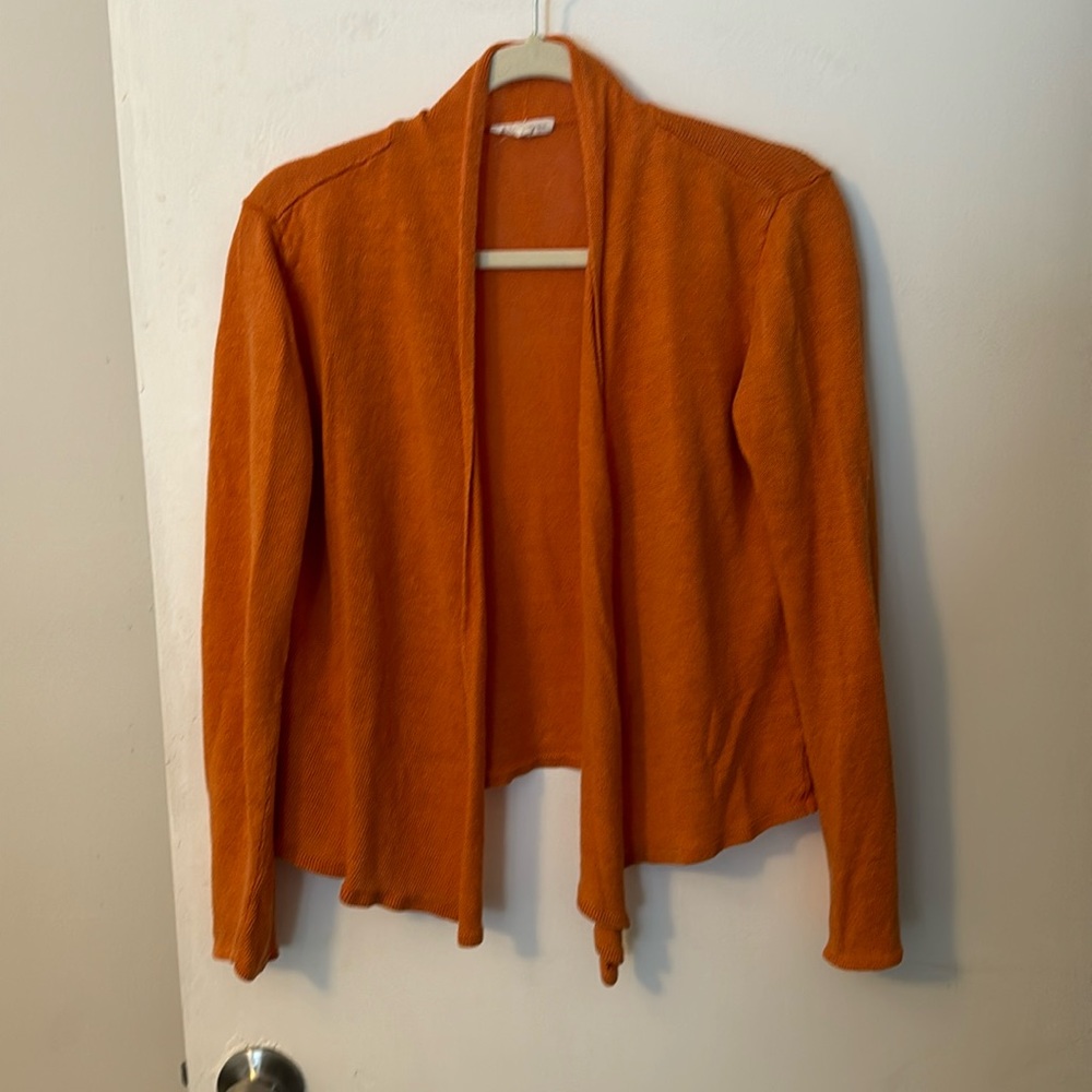 Eileen Fisher organic linen cotton cropped cardigan size small